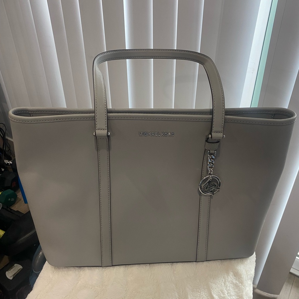 Michael Kors Gray Structured Leather Tote - Picture 2 of 7